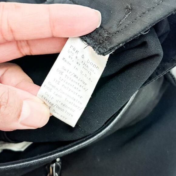 Rag & Bone Lamb Leather Accent Cropped Black Trouser Pants Size 2 - Picture 8 of 10